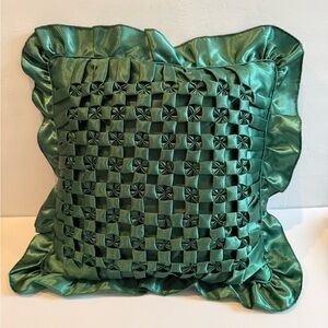 Luxurious Emerald Green Satin textured cushion Pillow Home Accent